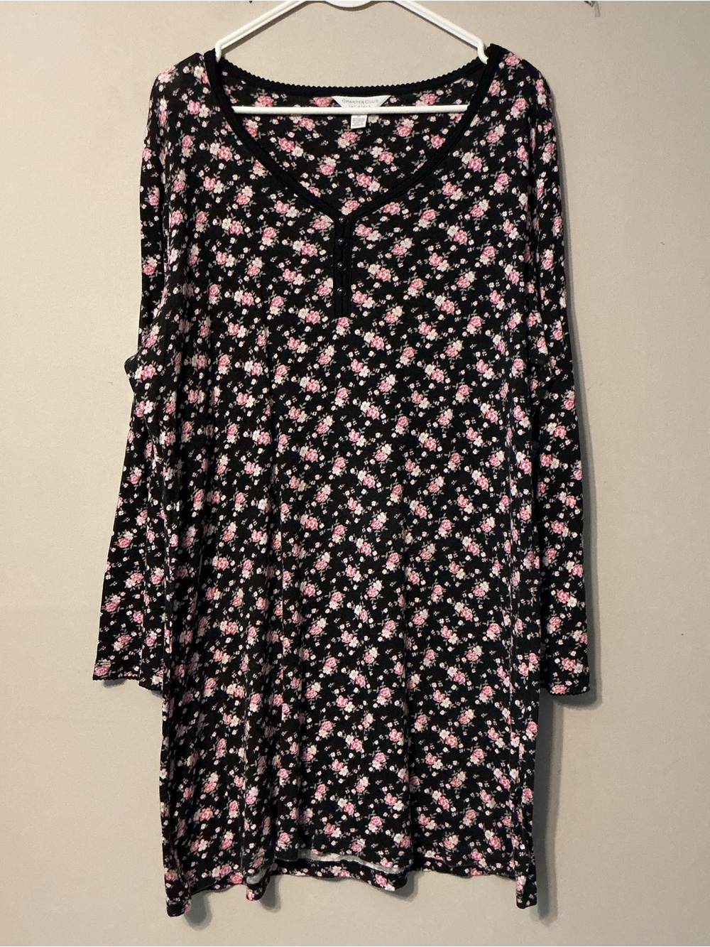 Charter Club Black and Pink Floral Nightgown